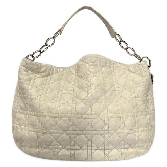 Auth DIOR/ChristianDior Dior Soft/Canage Stitching Cream Leather Shoulder Bag - Picture 3 of 16